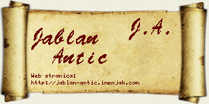 Jablan Antić vizit kartica